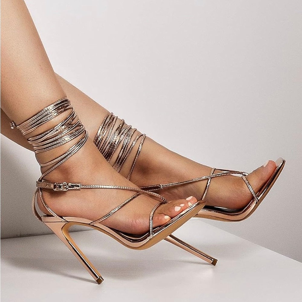 Cute Rose gold high heels size 8